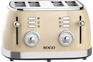 SOGO Human Technology 4 szeletes kenyérpirító Visszajelző lámpa, Pirító funkció Bézs, Fémes (TOS-SS-5475)