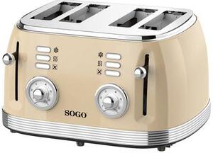 SOGO Human Technology 4 szeletes kenyérpirító Visszajelző lámpa, Pirító funkció Bézs, Fémes (TOS-SS-5475)