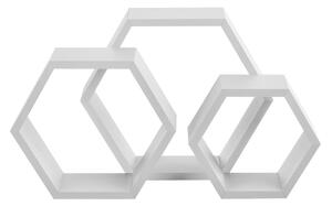 3 x Fali polc "Fulewa" fali szekrény szett 30 x 26 cm retró design fehér MDF matt 15 kg-ig