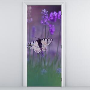Fotótapéta ajtóra - Pillangó a levendulában (95x205cm)