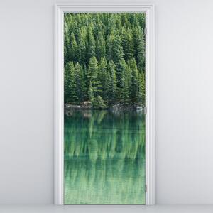 Fotótapéta ajtóra - Tűlevelűek a tó mellett (95x205cm)