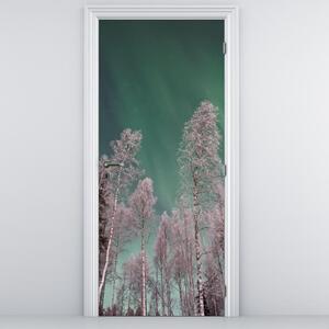 Fotótapéta ajtóra - Északi fény fagyott fák felett (95x205cm)