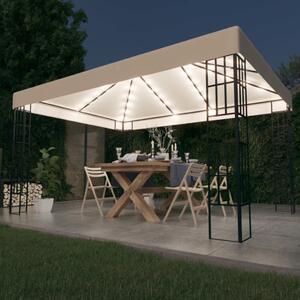 VidaXL krémszínű pavilon LED fényfüzérrel 3 x 4 m