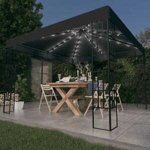 VidaXL antracitszürke pavilon LED fényfüzérrel 3 x 3 m