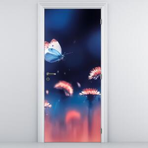Fotótapéta ajtóra - Pitypang kék pillangóval (95x205cm)