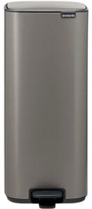 Brabantia Bo Pedal Bin pedálos hulladékgyűjtő szagmentesen záródó Soft-Close fedél, karcsú, négyzetes forma, műanyag tartály, 30L - O méret, acél, platinaszürke - 238161