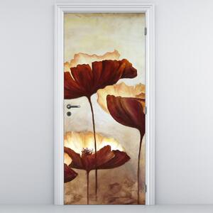 Fotótapéta ajtóra - Piros virágok (95x205cm)