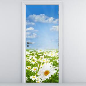 Fotótapéta ajtóra - Virágzó rét százszorszépekkel (95x205cm)