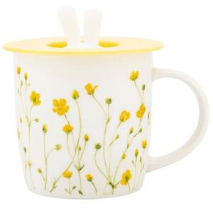Altom Porcelán Marigolds bögre szilikon fedéllel,360 ml