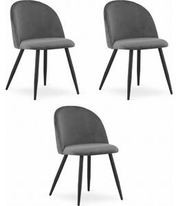 "BELLO Szék - Sötétszürke Bársony / Fekete Lábak x 3"