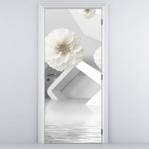 Fotótapéta ajtóra - Absztrakció fehér virágokkal (95x205cm)