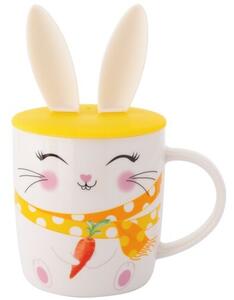 Altom Porcelán csésze Merry Rabbit szilikonfedéllel, 400 ml