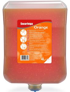 SCJP Swarfega Orange Heavy Duty ipari kézmosó közepesen makacs olajos. zsíros szennyeződésekre. kukoricacsutka őrleménnyel. narancs illat. erős tisztítóhatás: 4/5. Heavy Duty adagolóhoz. 4L patron