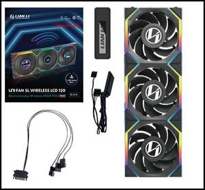 Lian Li UNI FAN SL Wireless LCD 120 Reverse Blade hűtő ventilátor fekete 3db (12RSLLCD1W3B)