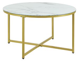 Kisasztal kerek Uppvidinge acél/üveg fehér márványhatású/arany