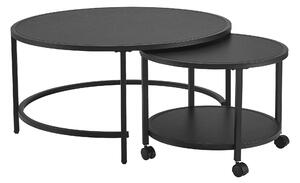 Kisasztalszett 2 darabos Værøy kerek asztallappal fekete matt