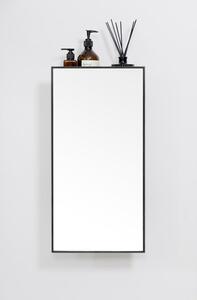 Fekete tölgyfa polc tükörrel 31x61,5 cm Slimline – Wireworks