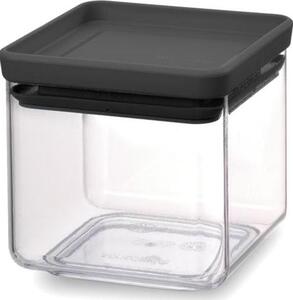Brabantia tárolóedény 0,7L, egymásra rakható, légmentes záródás, szögletes, sötétszürke, átlátszó műanyag tartály - 122309