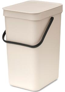 Brabantia Sort & Go konyhai szemetes felnyitható fedéllel, fogantyúval szelektív és komposzt gyűjtéséhez, 12L - C méret, világos bézs - 251726