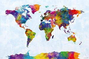 Plakát Michael Tompsett - Watercolor World Map