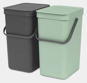 Brabantia Sort & Go 2x12 literes hulladékgyűjtő szemetes - Világoszöld/Sötétszürke