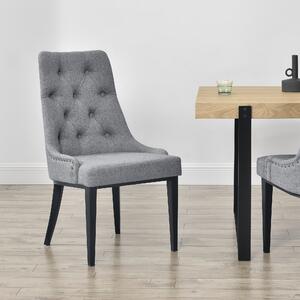 Étkezőszék Chesterfield mintázattal 100 x 53 x 60 cm párnázott szék stabil fémlábak poliészter világosszürke fekete