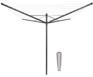 Brabantia Rotary Dryer Lift-O-Matic kerti ruhaszárító 50m, UV-álló, forgatható, D=45mm, állítható magasság, rögzítése földbe szúrható fém konzollal, antracit - 290428