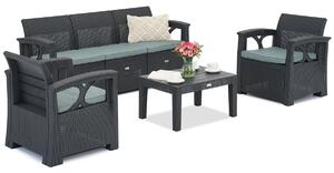 Reno 5 Garden Point antracit színű technorattan kerti bútor szett