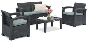 Reno 4 Garden Point antracit színű technorattan kerti bútor szett