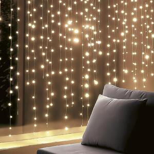 Home DOT LED-es fényfüggöny, 210db melegfehér DOT LED, 1,5m hosszú, állófényű, adapteres tápellátás, beltéri kivitel (KIN210DWW)