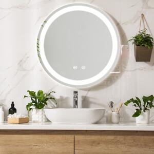 LED-es fürdőszobai tükör Maratea Ø80cm ezüst kerettel