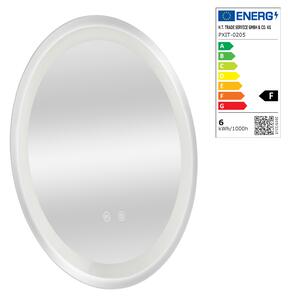 LED-es fürdőszobai tükör Maratea Ø50cm ezüst kerettel