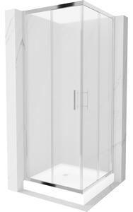 Mexen Rio 90 x 90 cm-es, szögletes zuhanykabin, deres, króm + fehér zuhanytálca - 860-090-090-01-30-4510