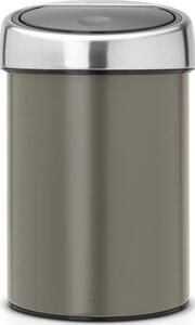 BRABANTIA Touch Bin fali/álló nyomófedeles hulladékgyűjtő XXS 3L - A méret acél platinaszürke test r.m. acél selyem fedő - 364464