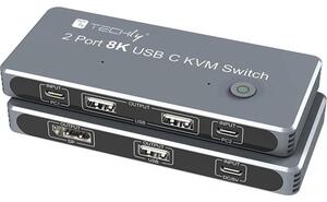 Techly IDATA KVM-DPC8K KVM kapcsoló Szürke