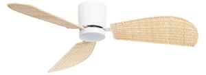 Faipari LED mennyezeti ventilátor világítással, fehér/rattan, 132 cm, DC – Lucande, Faipari, Fa, Nappali, Fa, Modern