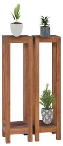 VidaXL 2 db tömör tíkfa virágtartó állvány 25 x 25 x 100 cm