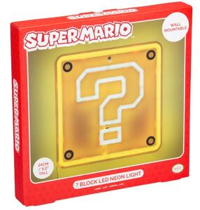 Lampka biurkowa Paladone PALADONE Super Mario Neonowa Lamka Ścienna - Question Block