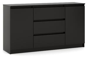 Komód Linea 140 2D3S (fekete). Akció -16%