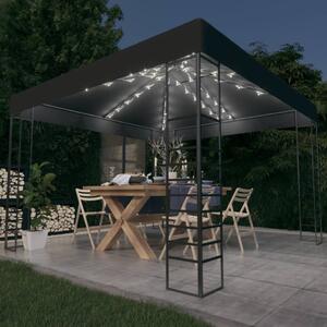 VidaXL antracitszürke kerti pavilon LED fényfüzérrel 3 x 3 m
