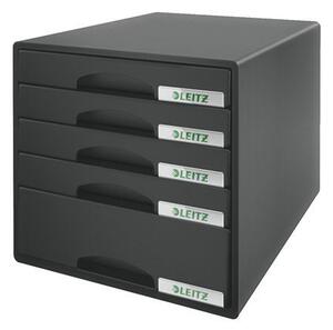 Leitz Plus irattartó műanyag 5 fiókos fekete (52110095/E52110095)