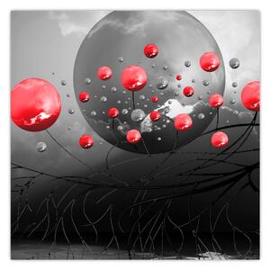 Piros absztrakt gömbök képe (30x30 cm)