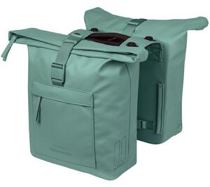 Torba na bagażnik BASIL BROOKLYN DOUBLE PANNIER BAG 41L, MIK Hooks System, wodoodporna, silvergreen (NEW 2026)