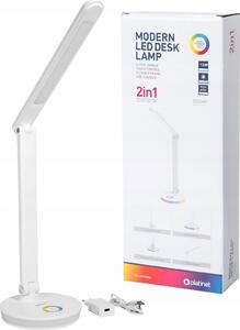 PLATINET Asztali lámpa RGB, 12W, USB-A és USB-C töltő portal, 6000K, 500 Lumen, fehér