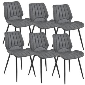 Étkezőszék Pohorje 6 darabos párnázott műbőr design szék szett 77 x 57,5 x 46 cm sötétszürke