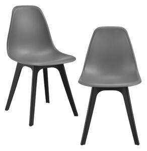 Étkezőszék szett Lendava 2 db design szék műanyag 83x54x48 cm szürke és fekete