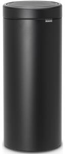 BRABANTIA Touch Bin New Soft-Touch nyomófedeles hulladékgyűjtő belső tartállyal kerek 30L - G méret acél holdfény fekete ásványi textúra - 128967