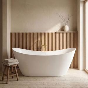 Rea FERRANO Slim, szabadon álló kád 1520×730×670 mm, fehér, fehér lefolyófedél, REA-W0080