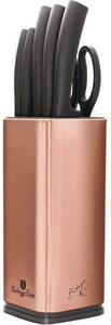 Berlinger Haus Metallic Line 7 részes rozsdamentes késkészlet titán bevonattal, állvánnyal, fekete/rosegold