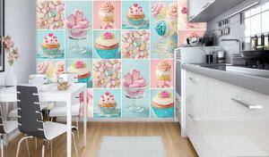 Fotótapéta - Színes cupcakes és pillecukor (152,5x104 cm)